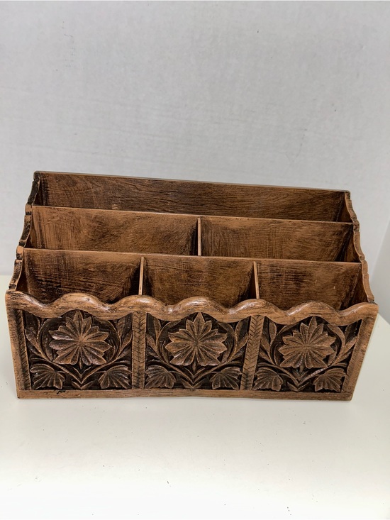 Lerner Other - Lerner Mid Century Modern Brown Faux Wood Desk Caddy Organizer